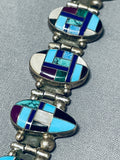 One Of Best Ever Vintage Native American Navajo Turquoise Inlay Sterling Silver Clasp Bracelet-Nativo Arts