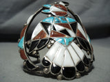 One Of Best Ever Vintage Native American Zuni Turquoise Inlay Sterling Silver Bird Bracelet-Nativo Arts