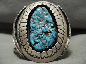 One Of Best Ever Vintage Navajo Orville Tsinnie (d.) Turquoise Native American Jewelry Silver Brascelet-Nativo Arts
