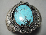 One Of Best Vintage Native American Navajo Blue Warrior Turquoise Sterling Silver Bracelet-Nativo Arts