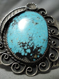 One Of Best Vintage Native American Navajo Blue Warrior Turquoise Sterling Silver Bracelet-Nativo Arts