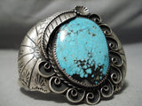 One Of Best Vintage Native American Navajo Blue Warrior Turquoise Sterling Silver Bracelet-Nativo Arts