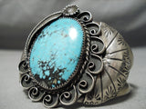 One Of Best Vintage Native American Navajo Blue Warrior Turquoise Sterling Silver Bracelet-Nativo Arts