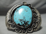 One Of Best Vintage Native American Navajo Blue Warrior Turquoise Sterling Silver Bracelet-Nativo Arts