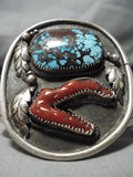 One Of Best Vintage Native American Navajo Hgih Grade Bisbee Turquoise Sterling Silver Bracelet-Nativo Arts