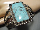 One Of Best Vintage Native American Navajo Rectangular Turquoise Sterling Silver Bracelet-Nativo Arts