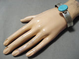 One Of Best Vintage Navajo Blue Gem Turquoise Sterling Silver Bracelet Native American-Nativo Arts