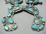 One Of Biggest Vintage Native American Navajo Turquoise Sterling Silver Squash Blossom Necklace-Nativo Arts