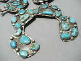 One Of Biggest Vintage Native American Navajo Turquoise Sterling Silver Squash Blossom Necklace-Nativo Arts