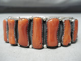 One Of Chunkiest Vintage Coral Native American Navajo Sterling Silver Bracelet-Nativo Arts