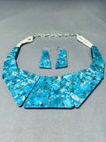 One Of Most Incredible Native American Turquoise Inlay Sterling Silver Necklace-Nativo Arts