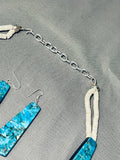 One Of Most Incredible Native American Turquoise Inlay Sterling Silver Necklace-Nativo Arts