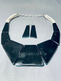 One Of Most Incredible Native American Turquoise Inlay Sterling Silver Necklace-Nativo Arts