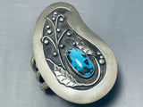 One Of Most Majestic Vintage Native American Navajo Bisbee Turquoise Sterling Silver Bracelet-Nativo Arts