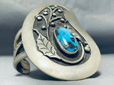 One Of Most Majestic Vintage Native American Navajo Bisbee Turquoise Sterling Silver Bracelet-Nativo Arts