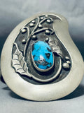 One Of Most Majestic Vintage Native American Navajo Bisbee Turquoise Sterling Silver Bracelet-Nativo Arts