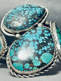 One Of Most Unique Chunky Spiderweb Turquoise Native American Navajo Sterling Silver Bracelet-Nativo Arts