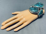 One Of Most Unique Chunky Spiderweb Turquoise Native American Navajo Sterling Silver Bracelet-Nativo Arts