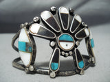 One Of The Best Early Vintage Native American Zuni Turquoise Sterling Silver Bracelet Old-Nativo Arts