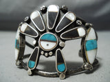One Of The Best Early Vintage Native American Zuni Turquoise Sterling Silver Bracelet Old-Nativo Arts