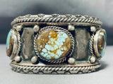 One Of The Best Ever Vintage Native American Navajo #8 Turquoise Hvy Sterling Silver Bracelet-Nativo Arts