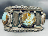 One Of The Best Ever Vintage Native American Navajo #8 Turquoise Hvy Sterling Silver Bracelet-Nativo Arts
