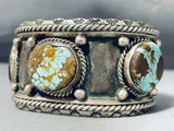 One Of The Best Ever Vintage Native American Navajo #8 Turquoise Hvy Sterling Silver Bracelet-Nativo Arts