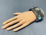 One Of The Best Ever Vintage Native American Navajo #8 Turquoise Hvy Sterling Silver Bracelet-Nativo Arts