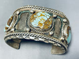 One Of The Best Ever Vintage Native American Navajo #8 Turquoise Hvy Sterling Silver Bracelet-Nativo Arts