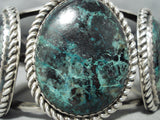 One Of The Best Ever Vintage Native American Navajo Chrysocolla Sterling Silver Bracelet Signed-Nativo Arts