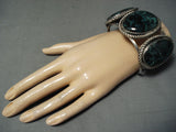 One Of The Best Ever Vintage Native American Navajo Chrysocolla Sterling Silver Bracelet Signed-Nativo Arts
