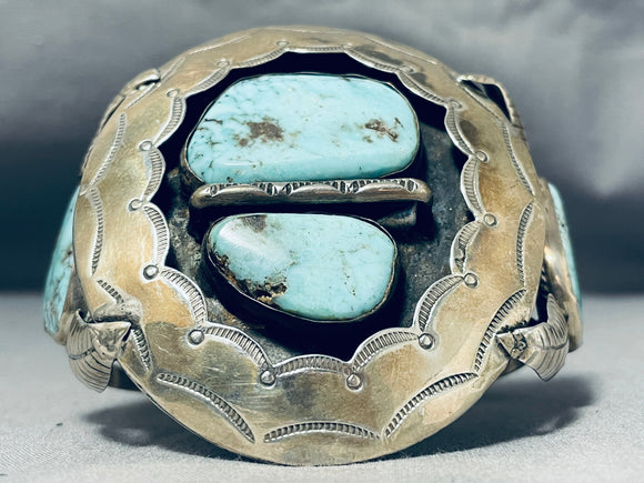 One Of The Best Ever Vintage Native American Navajo Dry Creek Turquoise Sterling Silver Bracelet-Nativo Arts