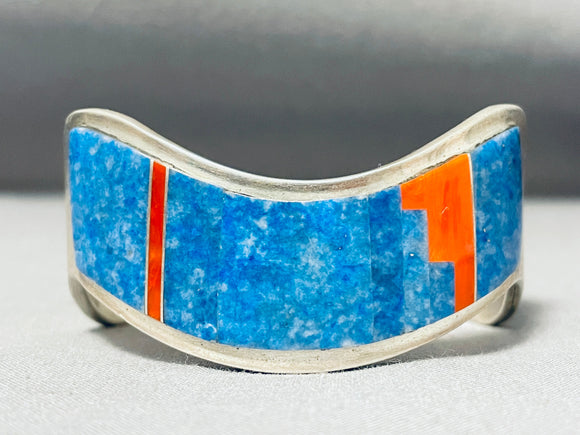 One Of The Best Ever Vintage Native American Navajo Lapis Coral Sterling Silver Bracelet-Nativo Arts