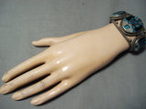 One Of The Best Ever Vintage Native American Navajo Turquoise Sterling Silver Inlay Bracelet-Nativo Arts