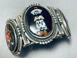 One Of The Best Ever Vintage Native American Zuni Kachina Sterling Silver Turquoise Bracelet-Nativo Arts