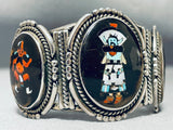 One Of The Best Ever Vintage Native American Zuni Kachina Sterling Silver Turquoise Bracelet-Nativo Arts