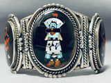 One Of The Best Ever Vintage Native American Zuni Kachina Sterling Silver Turquoise Bracelet-Nativo Arts