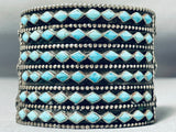 One Of The Best Ever Vintage Native American Zuni Turquoise Inlay Sterling Silver Bracelet-Nativo Arts