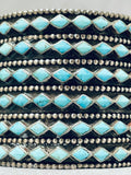 One Of The Best Ever Vintage Native American Zuni Turquoise Inlay Sterling Silver Bracelet-Nativo Arts