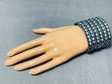 One Of The Best Ever Vintage Native American Zuni Turquoise Inlay Sterling Silver Bracelet-Nativo Arts