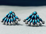 One Of The Best Ever Vintage Native American Zuni Turquoise Sterling Silver Earrings-Nativo Arts