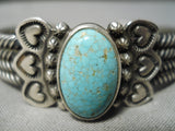 One Of The Best Heart Coil Native American Navajo #8 Turquoise Sterling Silver Bracelet-Nativo Arts