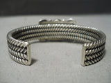 One Of The Best Heart Coil Native American Navajo #8 Turquoise Sterling Silver Bracelet-Nativo Arts