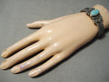 One Of The Best Heart Coil Native American Navajo #8 Turquoise Sterling Silver Bracelet-Nativo Arts
