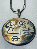 One Of The Best Heavy Native American Hopi Double Sided Vintage Sterling Silver Necklace-Nativo Arts