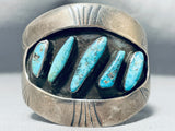 One Of The Best Museum Vintage Native American Navajo Shadow Turquoise Sterling Silver Bracelet-Nativo Arts
