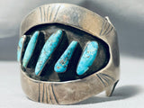 One Of The Best Museum Vintage Native American Navajo Shadow Turquoise Sterling Silver Bracelet-Nativo Arts