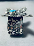One Of The Best Native American Navajo Turquoise Butterfly Sterling Silver Bracelet-Nativo Arts