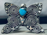 One Of The Best Native American Navajo Turquoise Butterfly Sterling Silver Bracelet-Nativo Arts