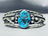 One Of The Best Twist Coil Vintage Native American Navajo Turquoise Sterling Silver Bracelet-Nativo Arts